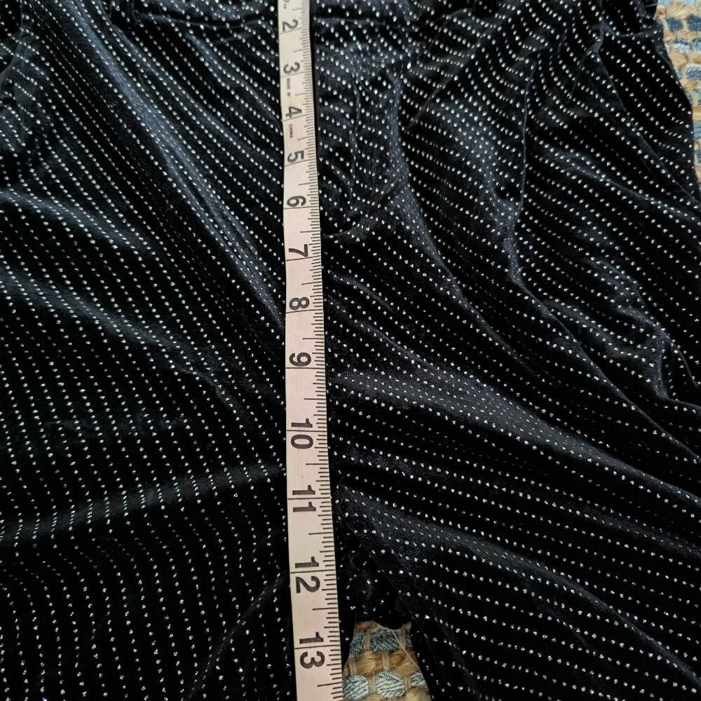 Wide Leg M Metallic Glitter Silver Pinstripes Fun Cluttercore Mcbling Y2K - Picture 9 of 12